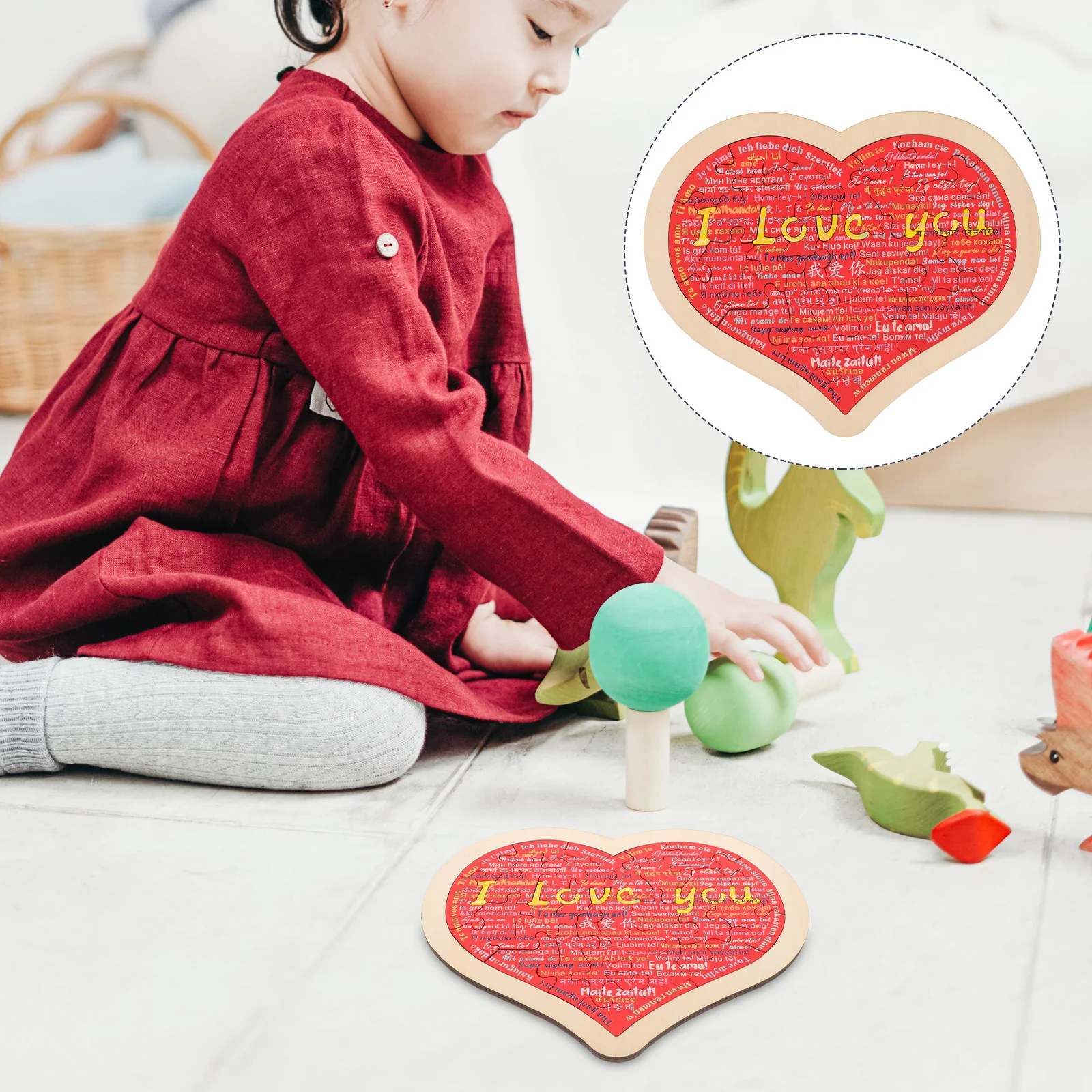 

Деревянная игрушка-Пазл «День Святого Валентина», деревянная игрушка Монтессори, деревянная игрушка-сердечко, 1 комплект