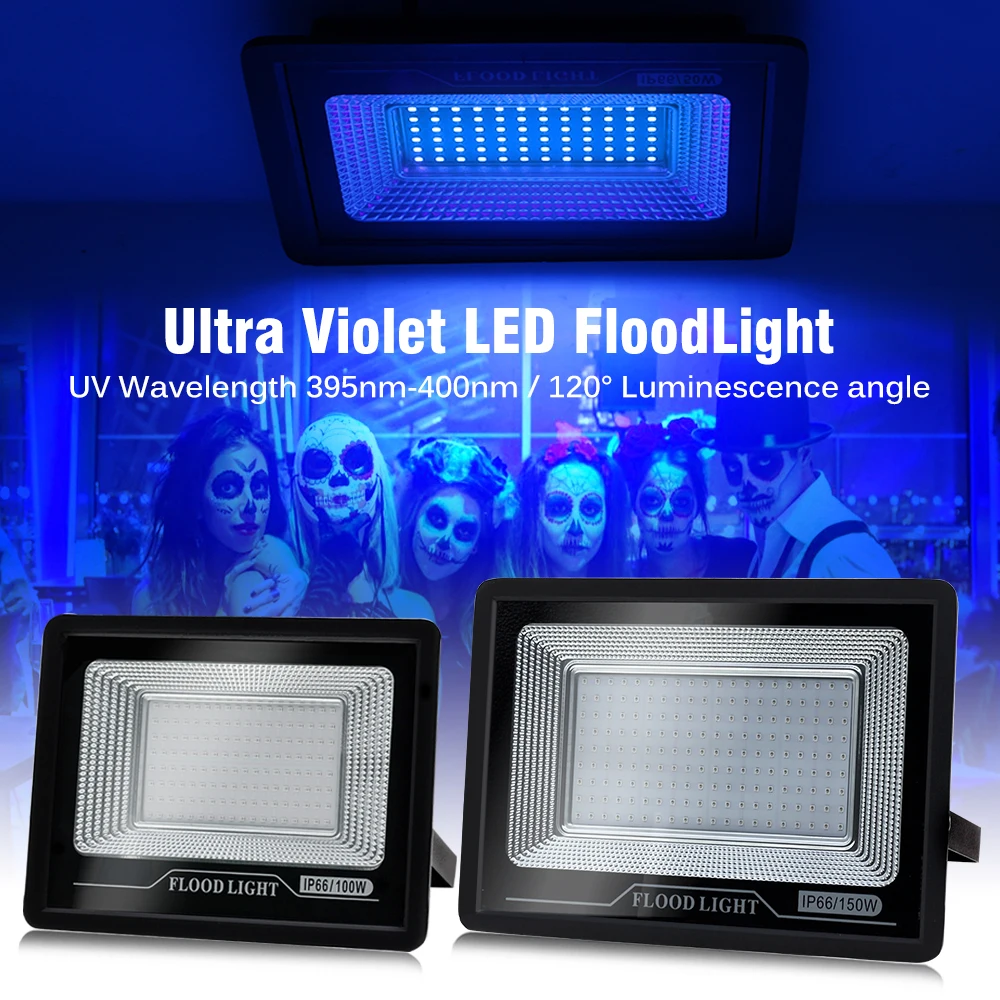 UV Flood Light Lamp 50W 100W UV Curing Party Stage Blacklight for Parties Curing Glue 395nm Halloween Fluorescent Stage lights led stage light black light bulbs uv curing lamp