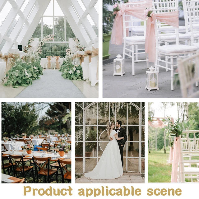 Organza Szék Hátsó Dekoráció Esküvői Puszta Tüll Fonal Szálloda Bankett Születésnapi Party Kellékek - Image 6