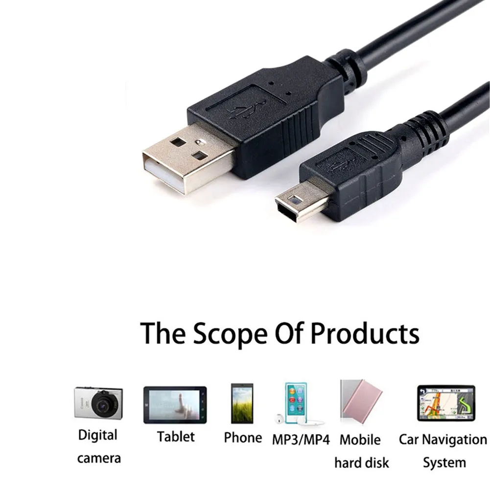 

Dash Cam USB A Plug To Mini B 5 Pin 1.5m Data Cable Power Lead USB 2.0 Male A To Mini B 5-pin Cable PC And Laptop Compatible