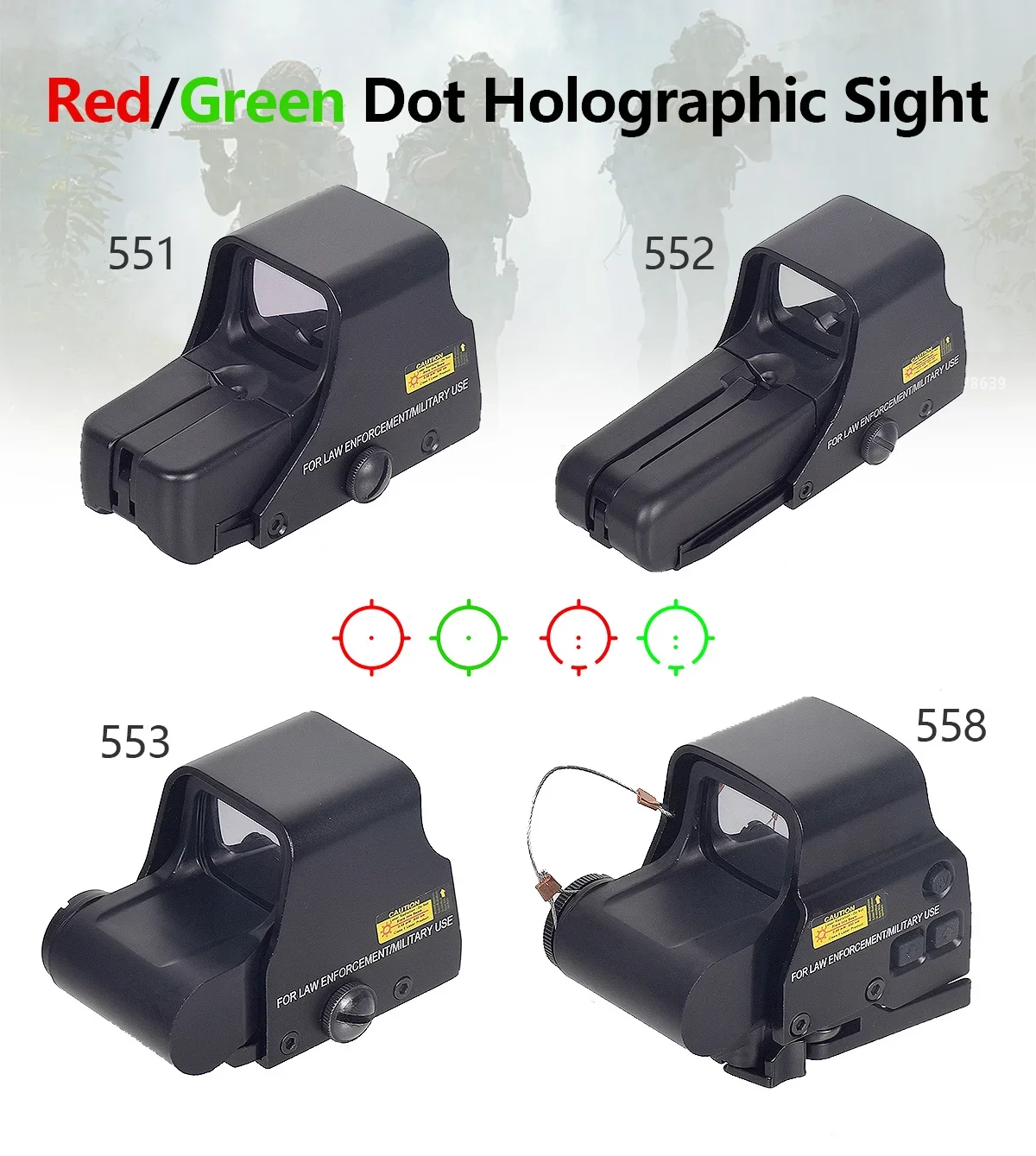 Hunting Holographic Sight Scope 551 552 553 558 Red Green Dot Sight For Reflex Riflescope Fit 20mm Rail red dot sight