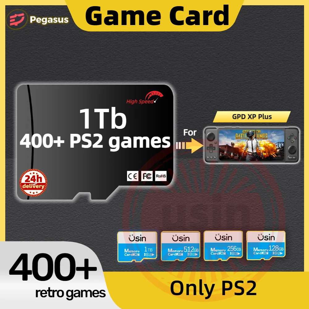 Scheda Di Gioco Per Gpd Xp Plus Memory Tf Console Di Gioco Pre-Installa Retro Ps2 Game Sd Scheda Ad Alta Velocità Pegasus 1Tb 512G