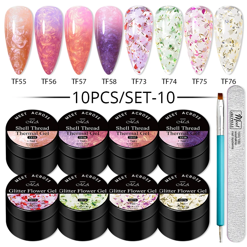 10pcs Gel Nail Polish Set 3D Semi Permanent Thermal Shell Magnet Nail Set With Magnet Stick Soak Off Uv Gel Flower Hybrid Vernis 2