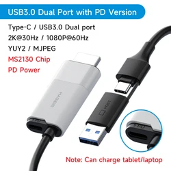 Universal HDMI to USB Video Capture Cable with PD 100W (Black white)
