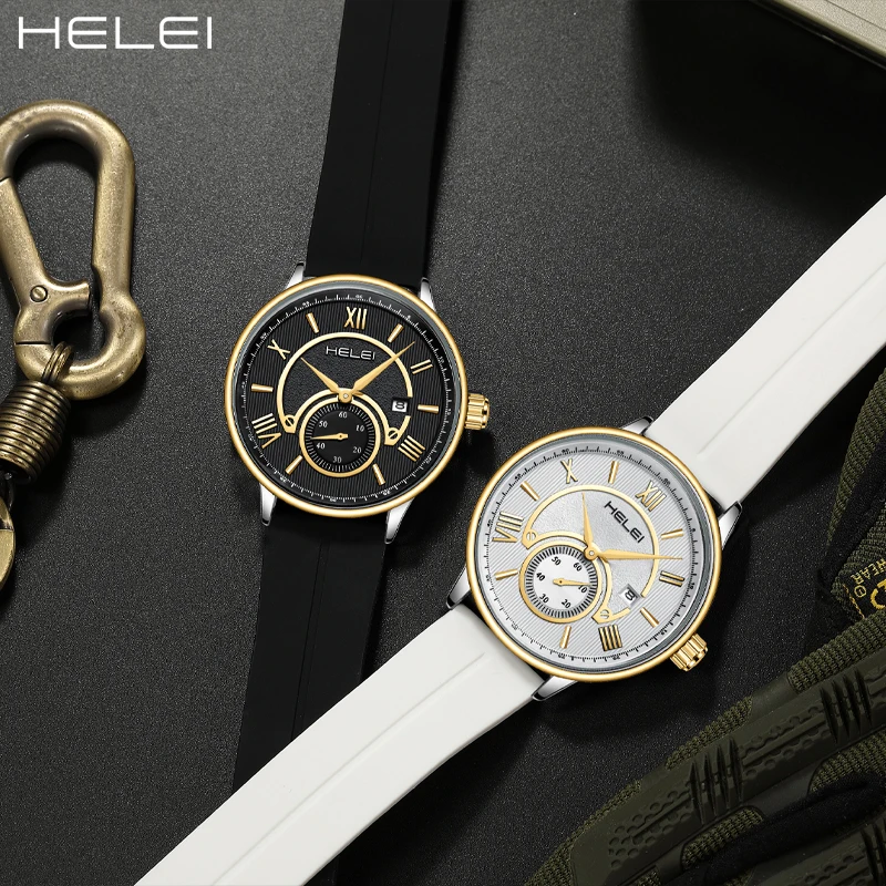 HELEI Men's Business Quartz Watch Luxury Leather Watch Ancient Rome Digital Dial Ultra Thin Quartz Watch Gift For Men