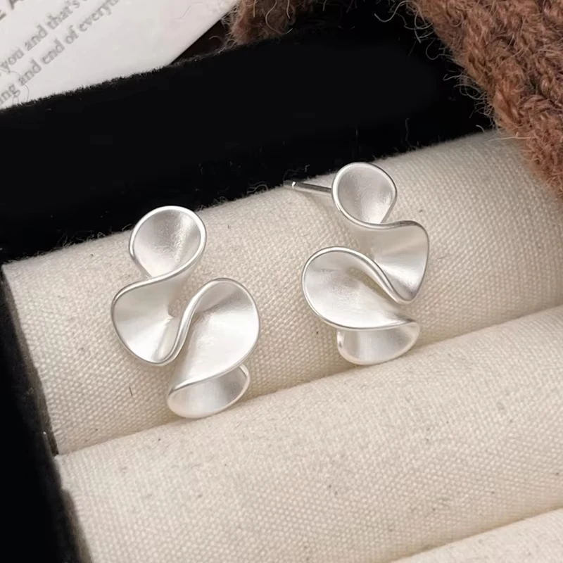 Silver Color Twisted Flower Stud Earring for Women
