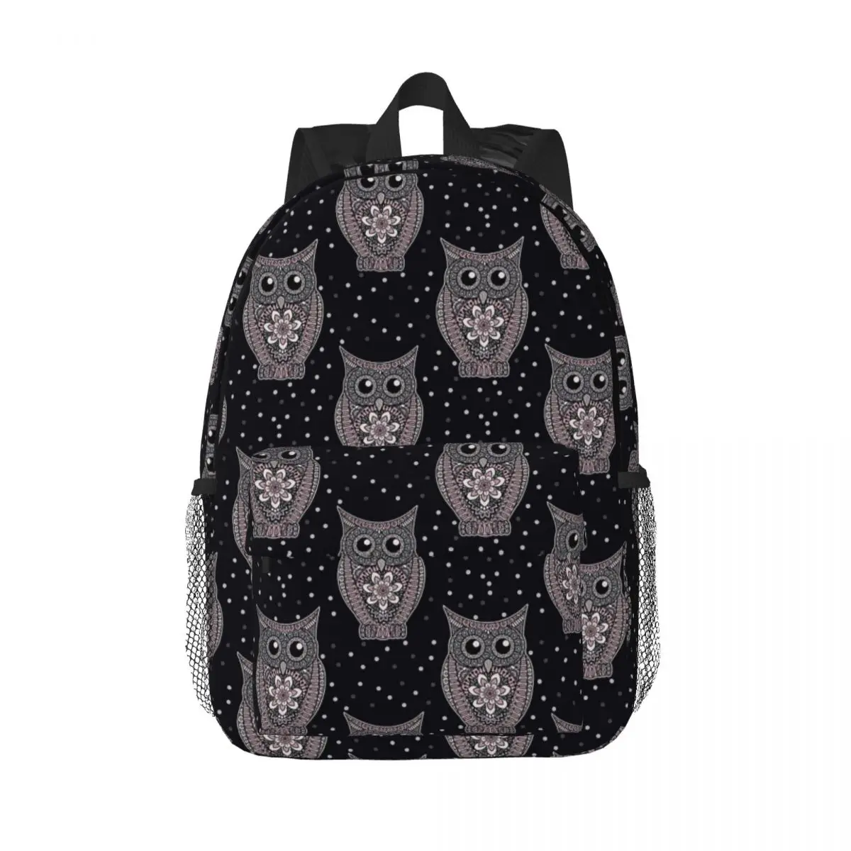 

Owl Zentangle In Shades Of Pink And Grey Backpacks Boys Girls Bookbag Casual Students School Bags Travel Rucksack Shoulder Bag