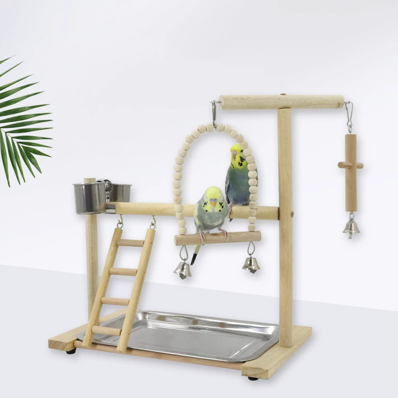 Parrot Stand Cage Playground Parakeet Perch Bird Training Office Toy Supplies Desktop Wooden Stands Exercise Equipment
