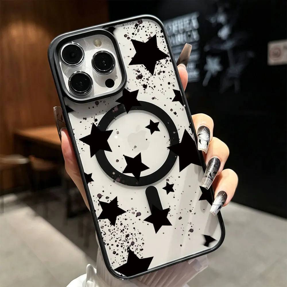 Magnetic Matte Five-Pointed Star Phone Case with Magsafe Compatibility