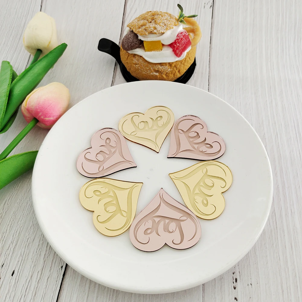 5 Stücke Valentinstag Cupcake Topper Rose Gold Liebe Herz Kuchen Topper Dessert Kuchen Dekoration Valentinstag Party Backen Werkzeuge – Detail 2