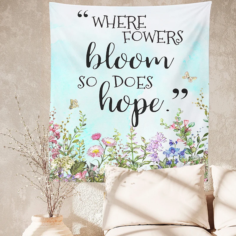 

Spring Botanical Floral Letter Pattern Print Tapestry 1 Piece