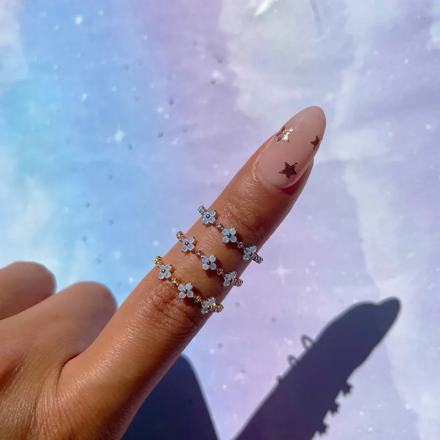 Ins Vintage Simple Opal Crystal Zircon Flower Rings For Women Girls Birthday Gift Ring Jewelry bague femme