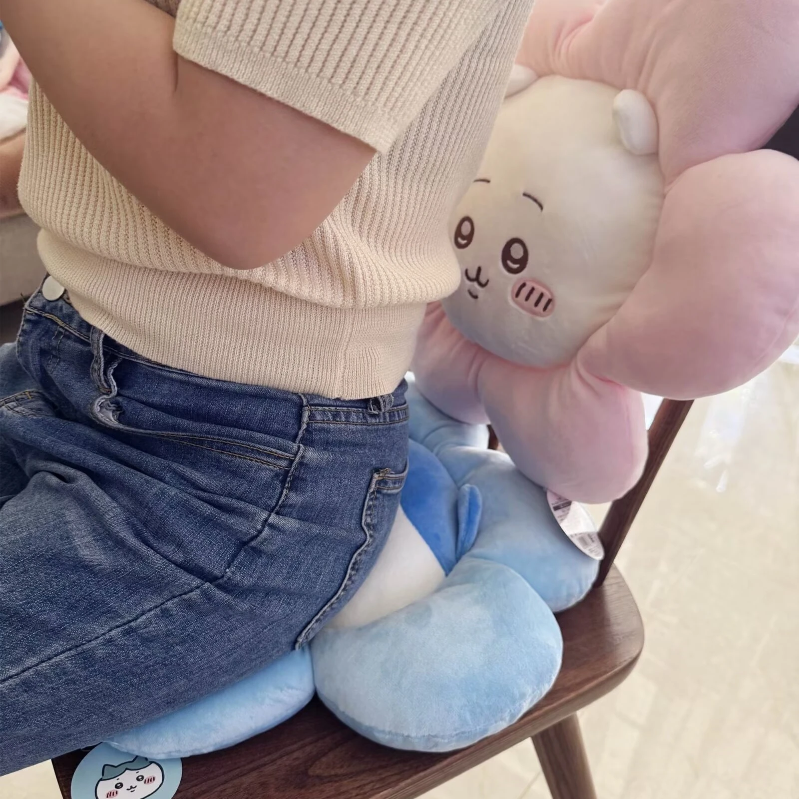 Kawaii Chiikawa Seat Cushion Usagi Hachiware Stuffed Anime Flower