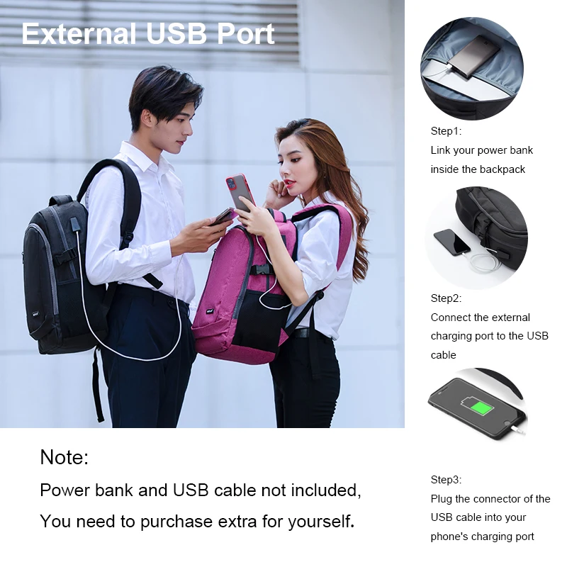 WEPLUS 15.6'' Laptop Backpacks with USB Charging Port Water Resistant Computer Backpage for Men Women College Travel Bookbag