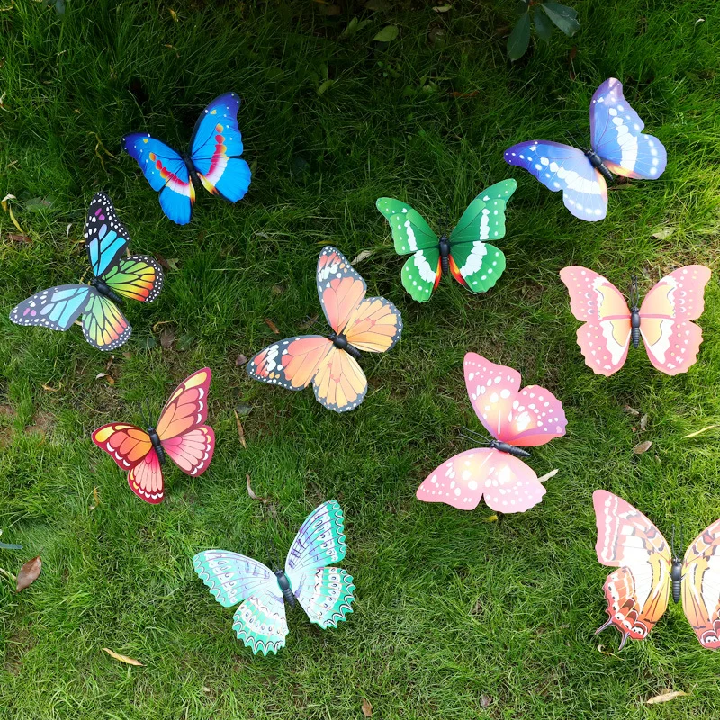 Colorful Butterflies Garden Yard Planter Butterfly Stakes Decoracion Outdoor Decor Flower Pots Decoration 12pcs butterfly decoration garden art decor