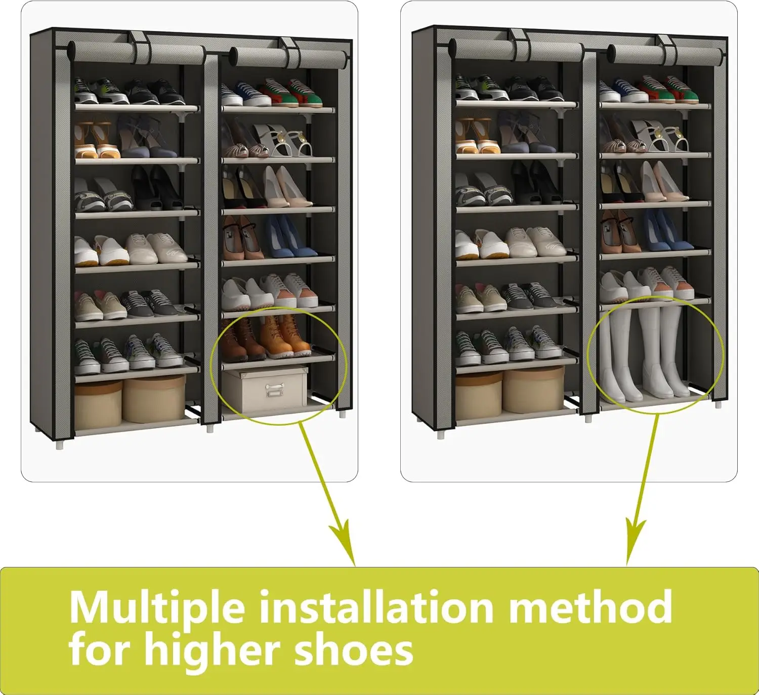 7-Tier Double Row Shoe Rack with Large Capacity, Holds 28 Pairs, Dustproof Cover, Easy Assembly for Home Storage