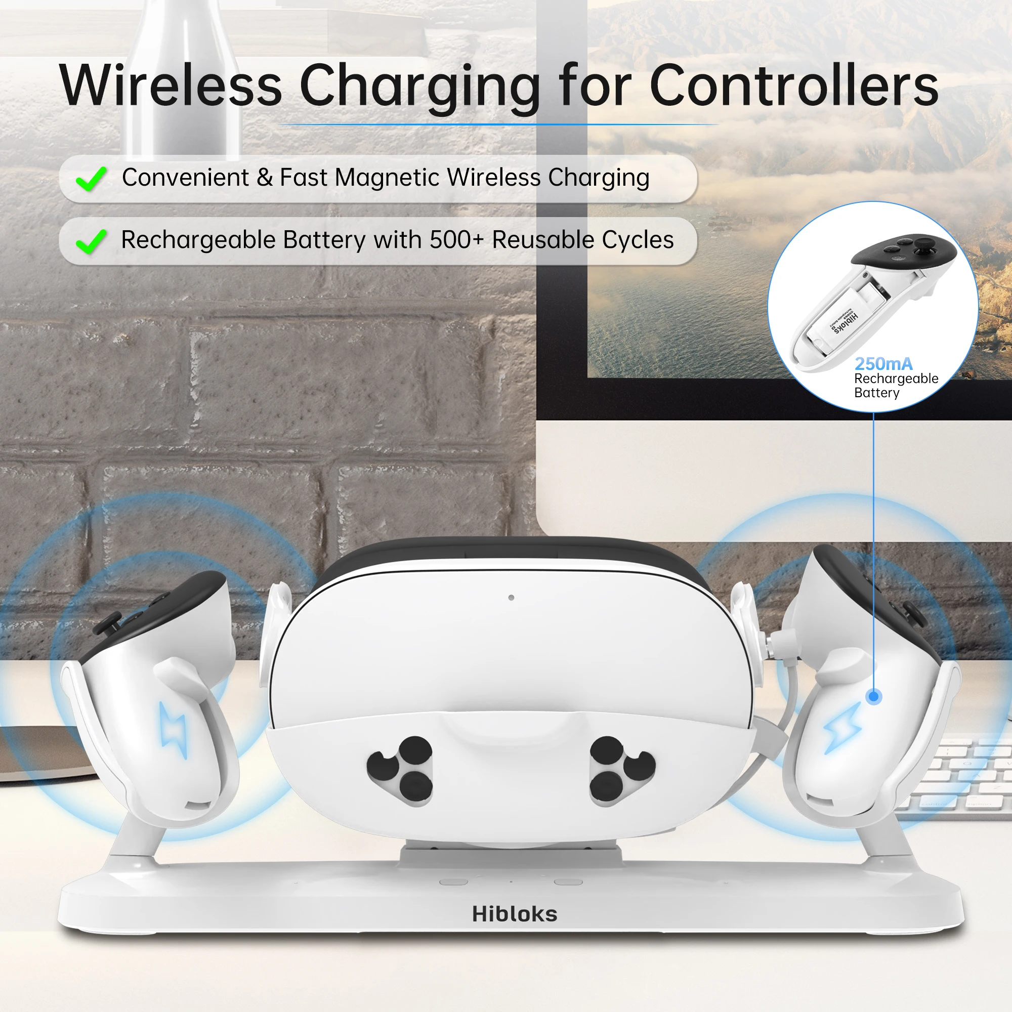 Hibloks Charging Dock for Quest 3S Magnetic Fast Charging Station for Oculus Q