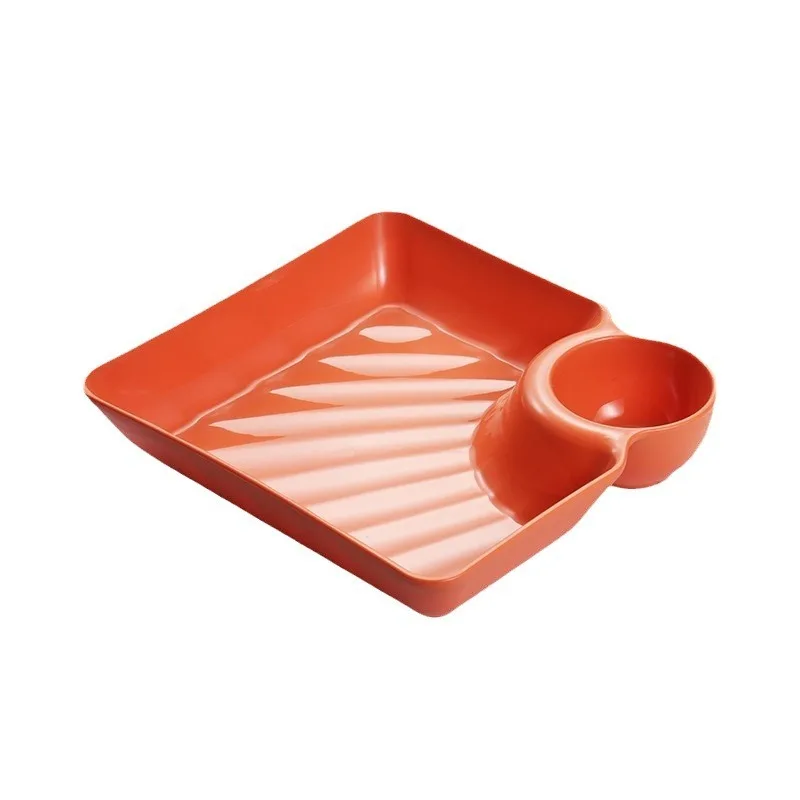 New 2/1Pc Square Dumpling Plate with Vinegar Space Snack Platter Creative Separated Divided Tray Tableware Christmas Tableware