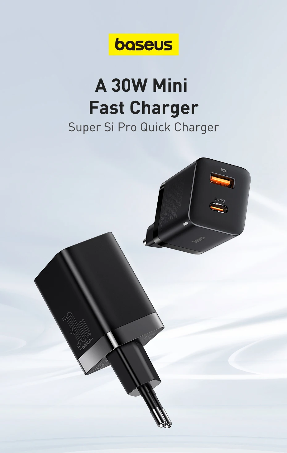 30W PD Charger USB Type C Fast Charger QC3.0 USB C Quick Charger Dual Port Phone