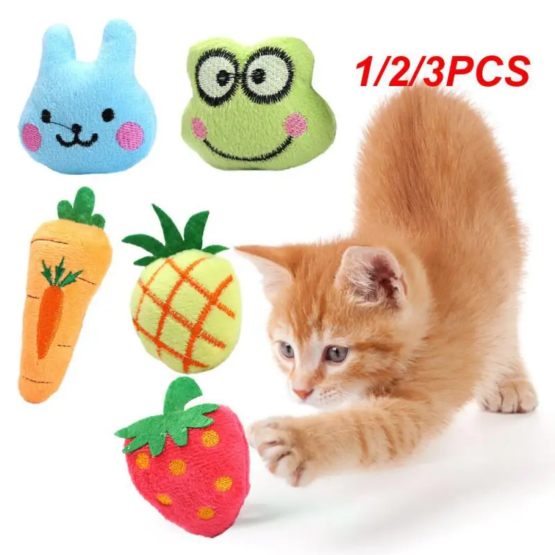 

1/2/3PCS Fruits and Animals Design Cat Toy Catnip Toy Cat Teeth Grinding Toys Funny Interactive Plush Toys Pet Toy Training