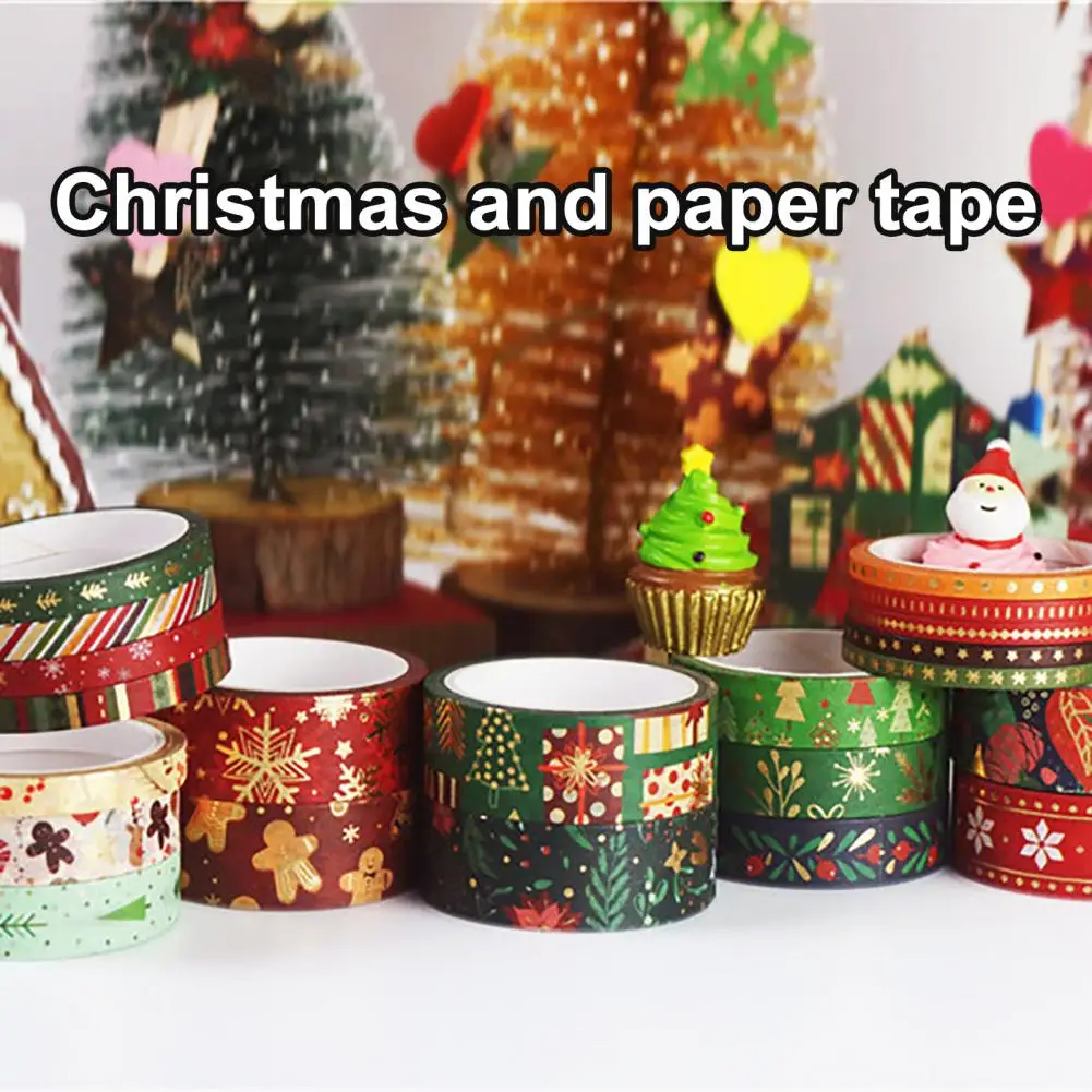 

1 Box of Christmas Washi Tape Clear Pattern Printed Rich Element Non-fading Cuttable Unique Shape Washi Tape School Supplies