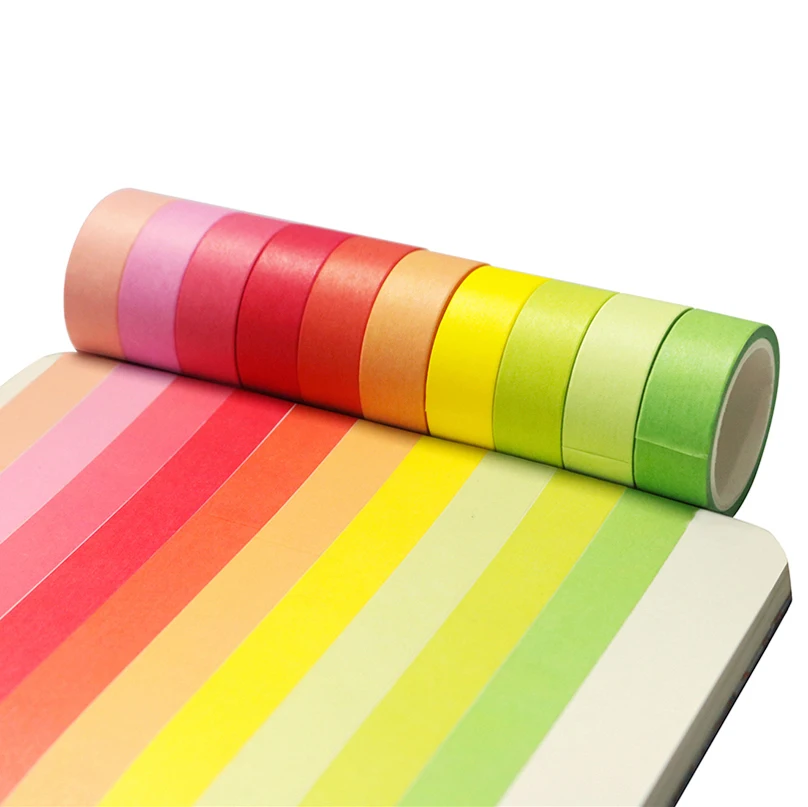 10Rolls Rainbow Washi Tapes Scrapbooking Masking Tape Basic Diary Journal Supplies Decorative Adhesive Tape Stationery Washitape 3