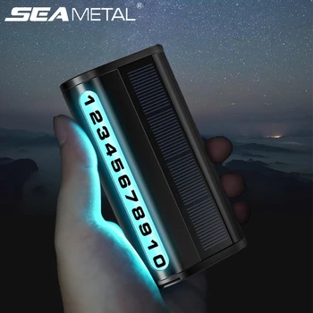 Carta di parcheggio temporanea per auto solare SEAMETAL adesivi in alluminio con targa nascosta universale con luce notturna a LED Park Stop