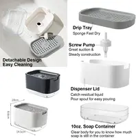 กล่องใส่สบู่เหลวแบบกด กล่องใส่ของเหลวขัดล้าง ห้องครัว ห้องน้ำ กล่องโฟมผงซักฟอกอัตโนมัติพร้อมที่วางฟองน้ำ 3