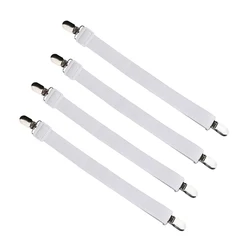 Elastic Bed Sheet Grippers and Fasteners Set - Non - Slip Mattress Cover and Blanket Holders (4 Pieces) (White)