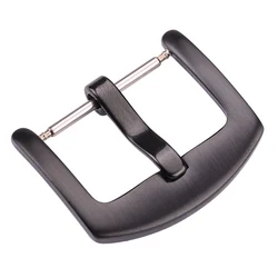 Men's Stainless Steel Watch Strap Buckle - Silver & Black Metal Clasp Accessories - 22mm (Black brushed)