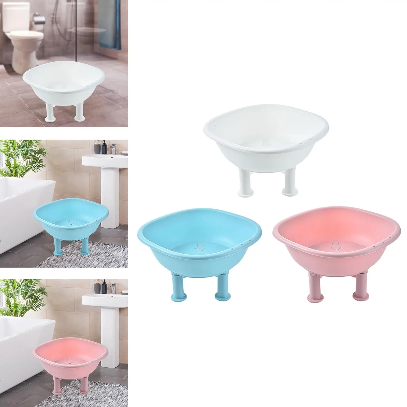 Sitz Bathtub Sitz Bathtub Non-Slip Bathtub with Drain Holes with Hanging Hooks 4