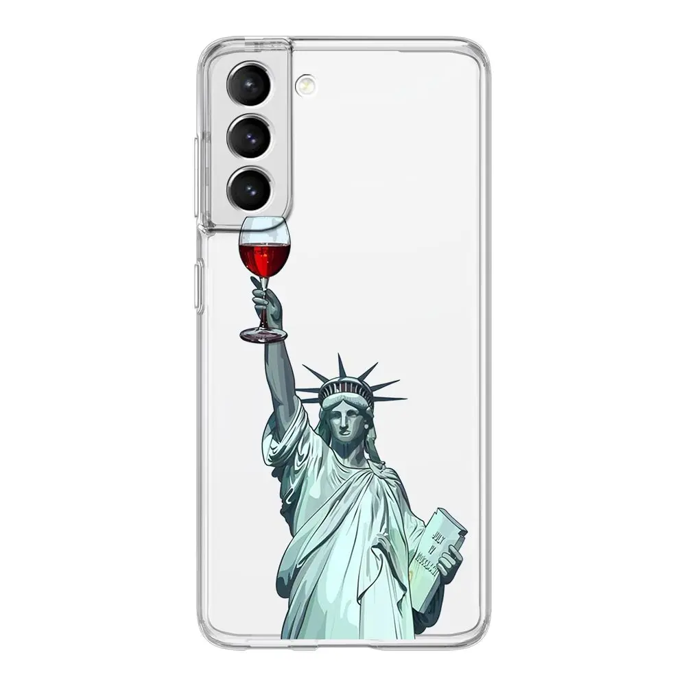 Aesthetic Art Soft Clear Phone Case with David and Mona Lisa Design