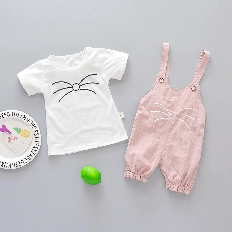 Toddler Girl's 2pc Tee and Overalls 3