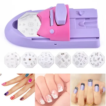 Macchina per Manicure da stampa per stampante fai-da-te per Nail Art con 6 piastre con motivo in metallo Set di macchine per pittura per smalto per unghie strumento per Nail Art fai da te
