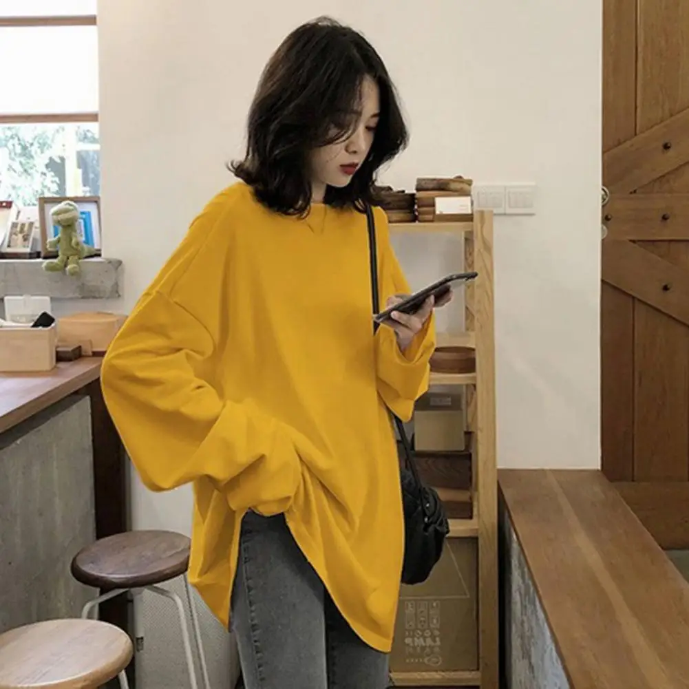 

Sping Harajuku Best Friends Long T Shirt Women Kawaii T-shirts Women Autumn Solid Simple Oversized Tshirt White Long Sleeve Tops