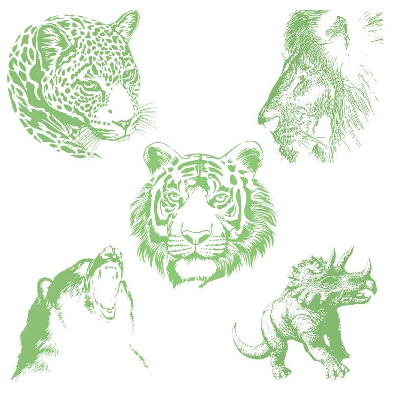 

T shirt Women Men Clothing PVC Stickers Animal head Heat Transfer Printing Home Ironing DIY Deal with it Glow In the Dark Design