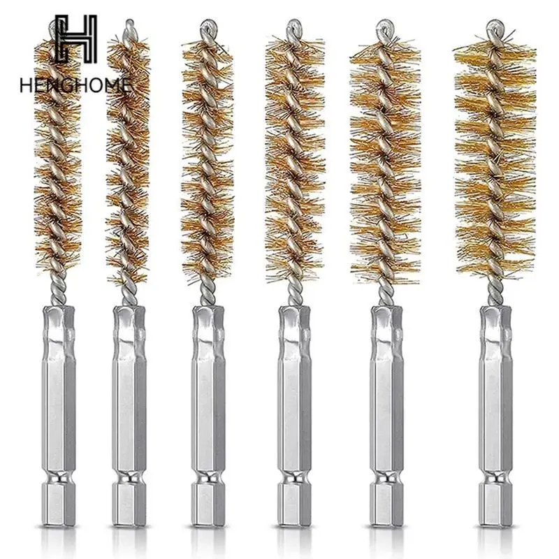 

Gold Silver Wire Tube Machinery Cleaning Brush Paint Remover Rust Cleaner Metal Handle Chimney Washing Polishing Tools 8-19mm