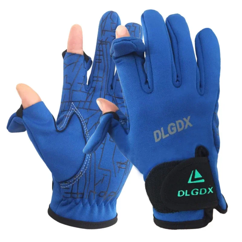 Women Men 2 Finger Flip Waterproof Windproof Photograph Fishing Gloves Velvet Warm Protection Fish Equipment Angling Gloves