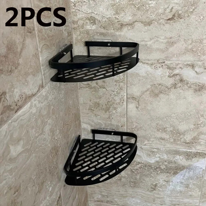 Bathroom Shelf Aluminum Alloy Shampoo Rack Makeup Storage Organizer Shower Shelf Bathroom Accessories No Drill Wall Corner Shelf 6