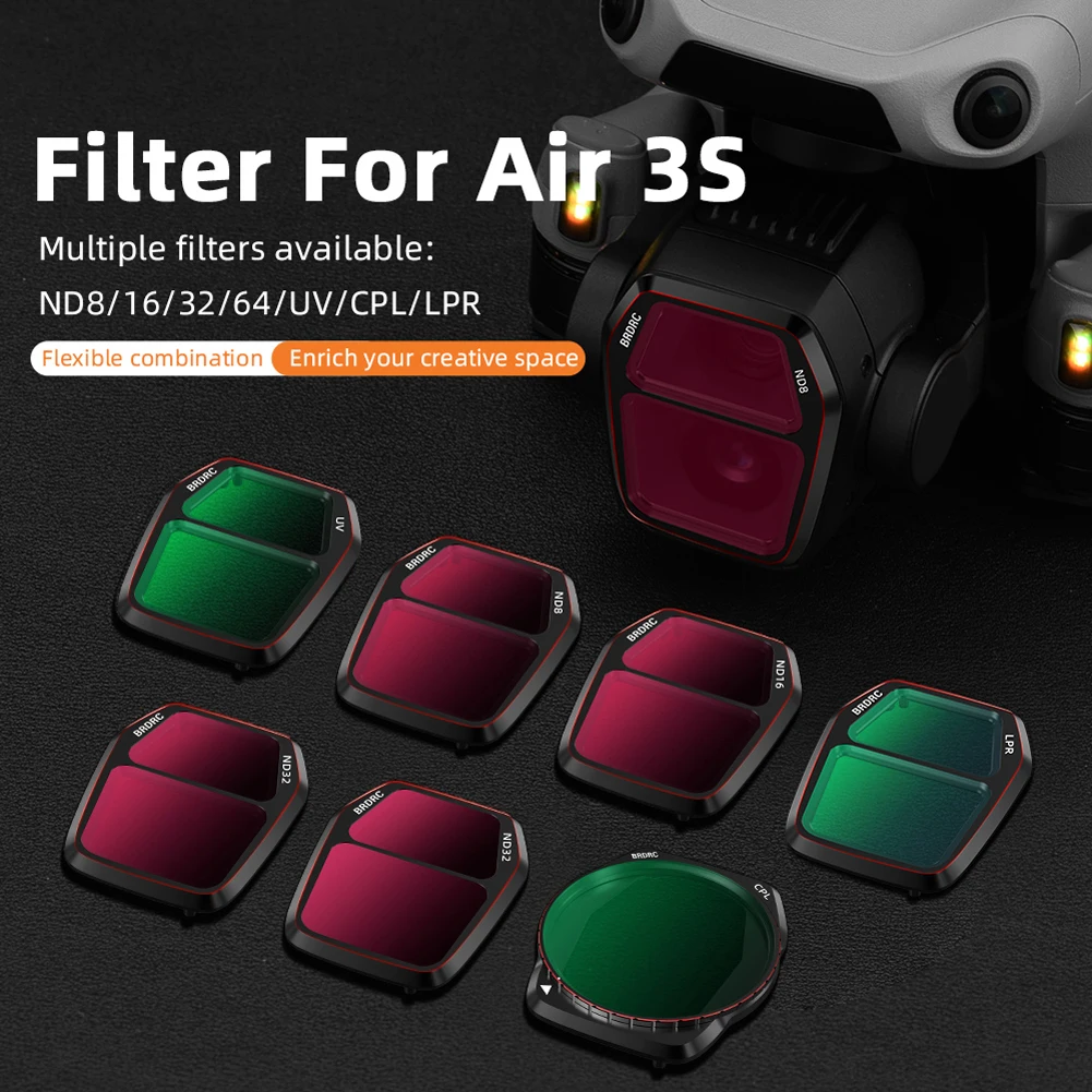 Description Picture 5 of itemFor DJI Air 3S Camera Lens Filter Set CPL/UV/ND8/ND16/ND32/ND64 Lens Filter Polarizer Neutral Density Filter Kit