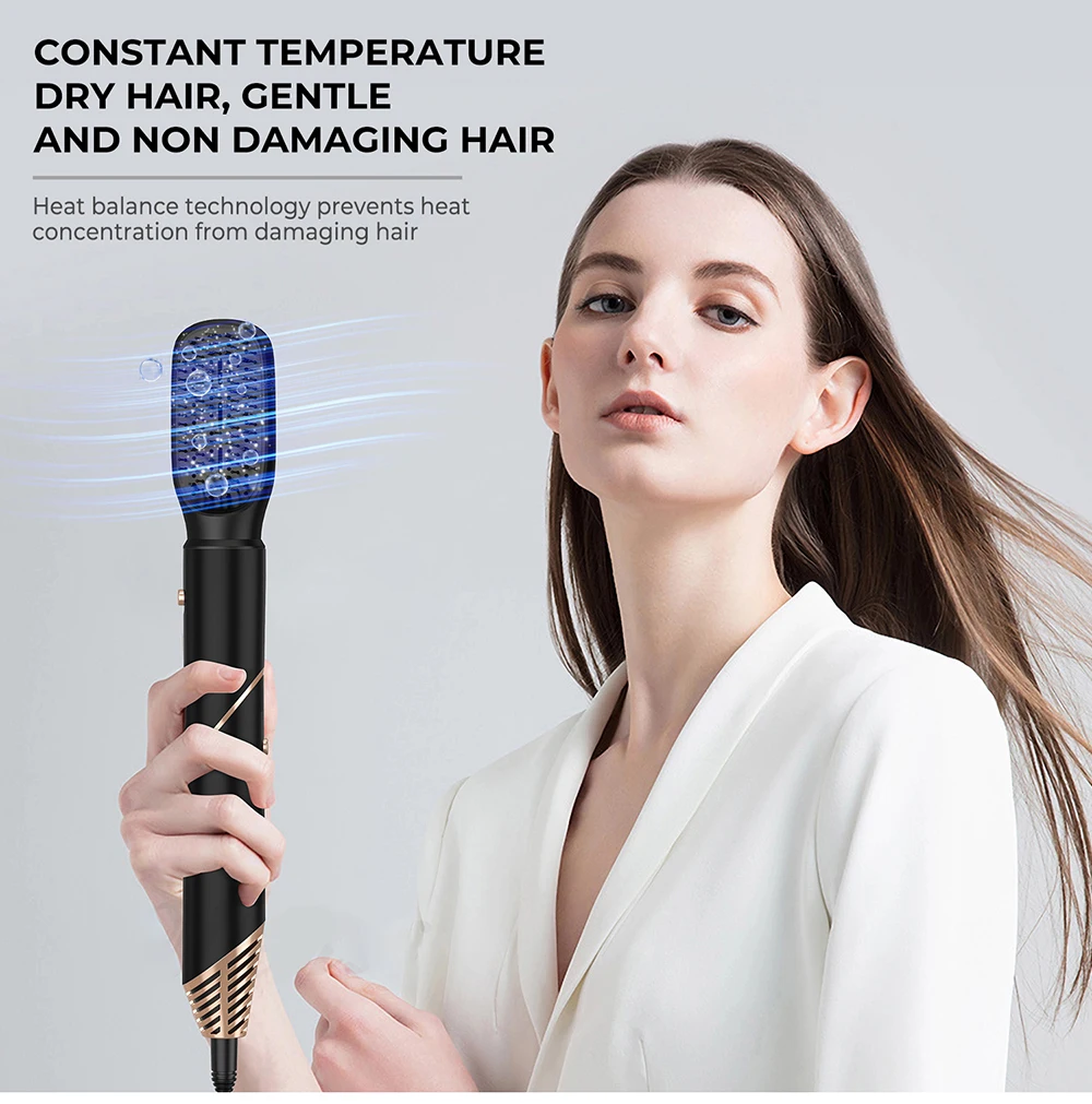 Description Picture 6 of itemHigh Speed 5 in1 Hair Dryer Brush Curling Iron Foldable Curler and Straightener Negative Ion Hair Styling Tools Hot Air Comb