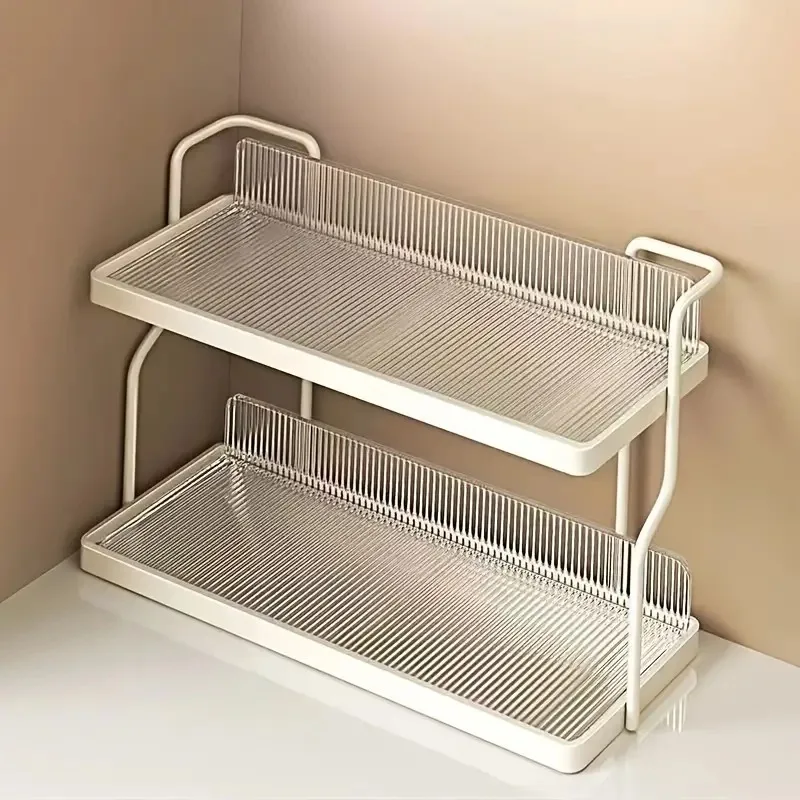 Acrylic Kitchen Spice Rack 2-Layer Countertop Organizer Versatile Storage Rack for Condiments and Herbs Home Kitchen Essentials 3