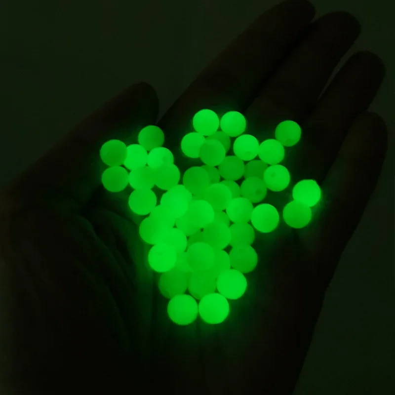 Fishing Beads 50pcs/lot 6mm 8mm Mixed Color Luminous Carolina Rigs Taxes Rigs DIY Kit Bass Tackle