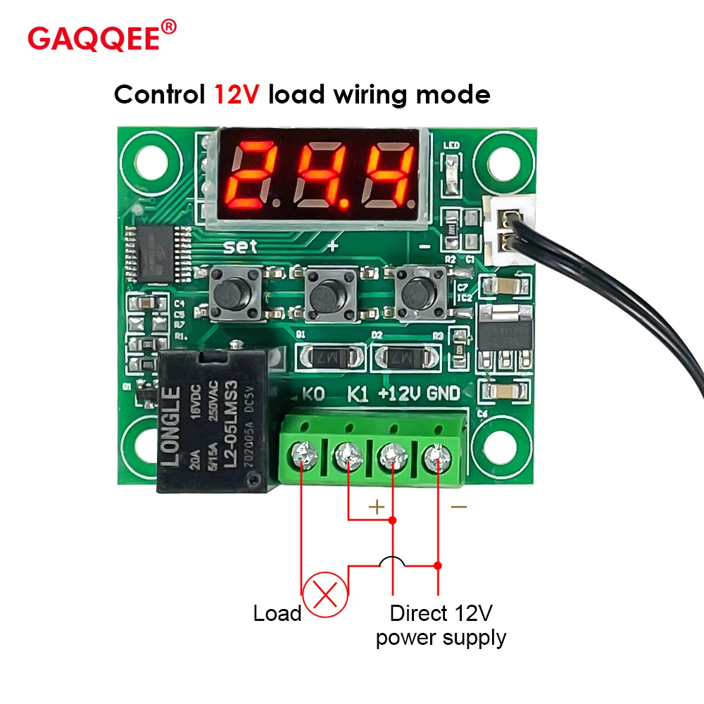 W1209 LED Digital Thermostat Temperature Controller Thermometer Switch  Module Waterproof NTC Sensor DC 5V 12V 24V AC 110-220V