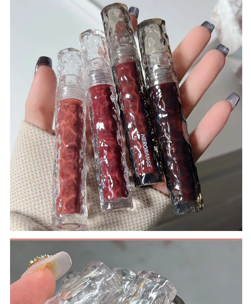 HERORANGEHR292 Glacier Rock Mirror Water Glazed Lip Glaze spendet Feuchtigkeit und spendet Feuchtigkeit, bildet einen Film, das nicht leicht zu verblassen ist – Detail 11