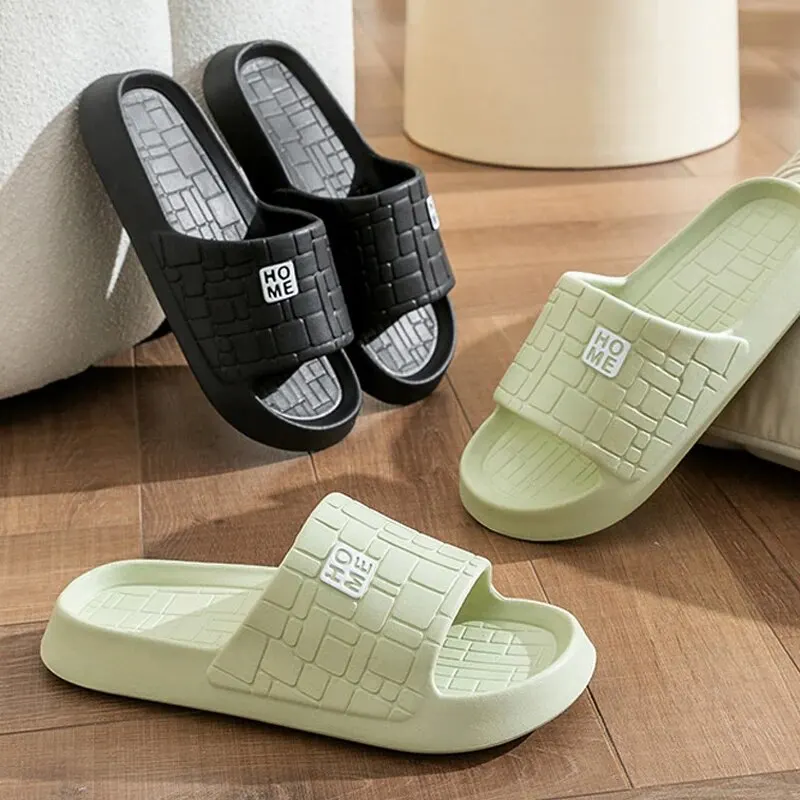 Summer Slippers Women Men Couple Home Slides Sandals EVA Thick Sole Light Weight Flip Flops Home Indoor Bothe Shower Shoes
