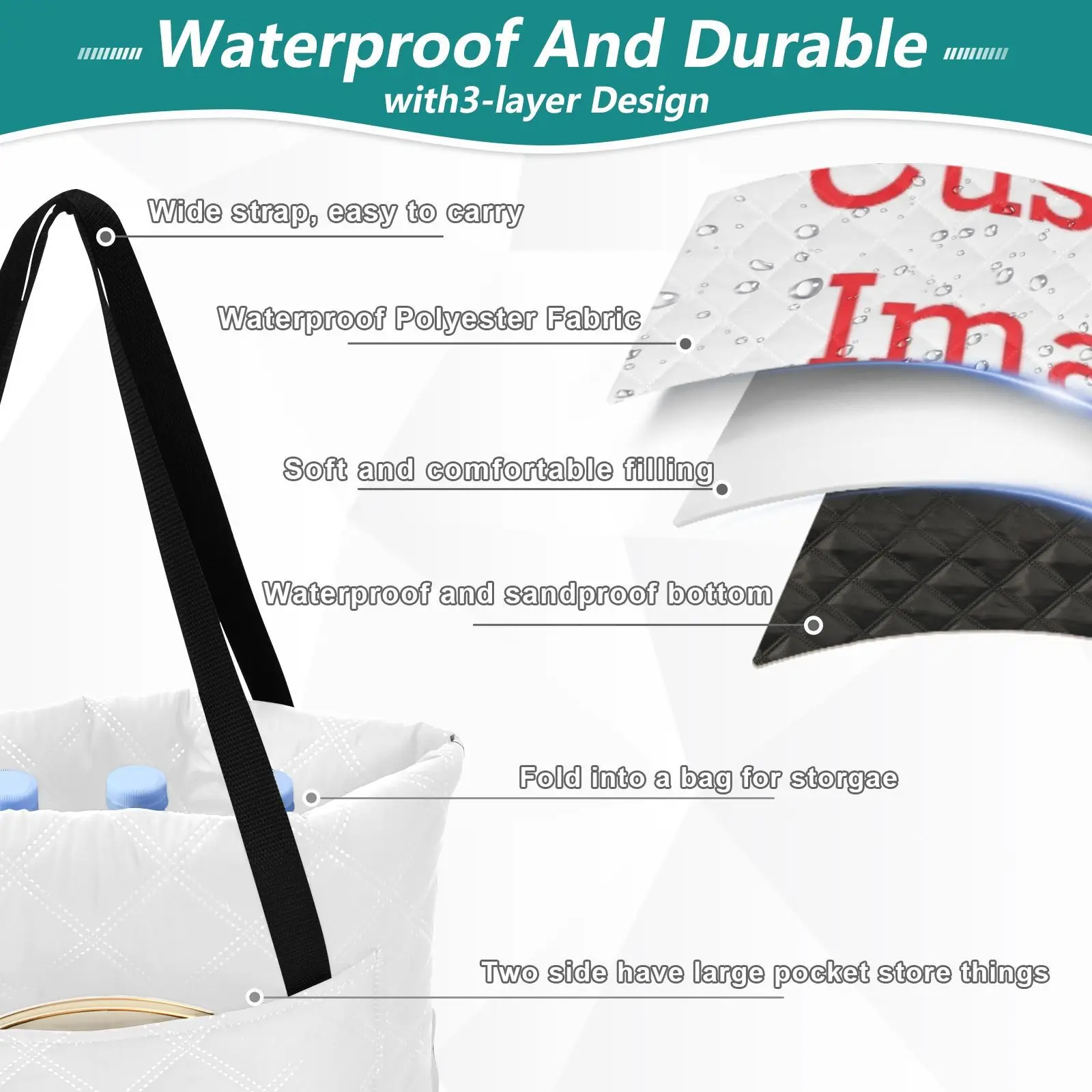 Foldable Portable Picnic Blanket Back of the Mat Waterproof Sandproof Foldable Portable Picnic Blanket Beach images