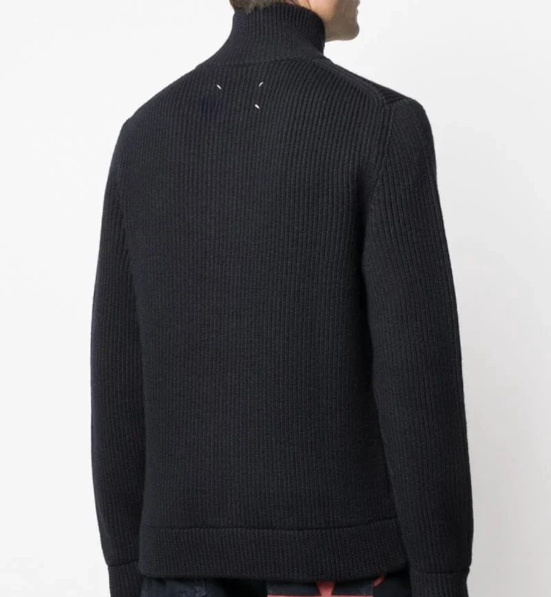 

121036 Autumn Winter Fashion Classic Trendy Brand Luxury Design Casual Versatile High Neck Zipper Wool CardiganUnisex Sweater
