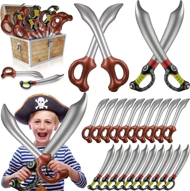 

2pcs Inflatable Pirate Sword Nautical Theme Birthday Party Decoration Gift Toys Halloween Captain Role Play Supplies Props