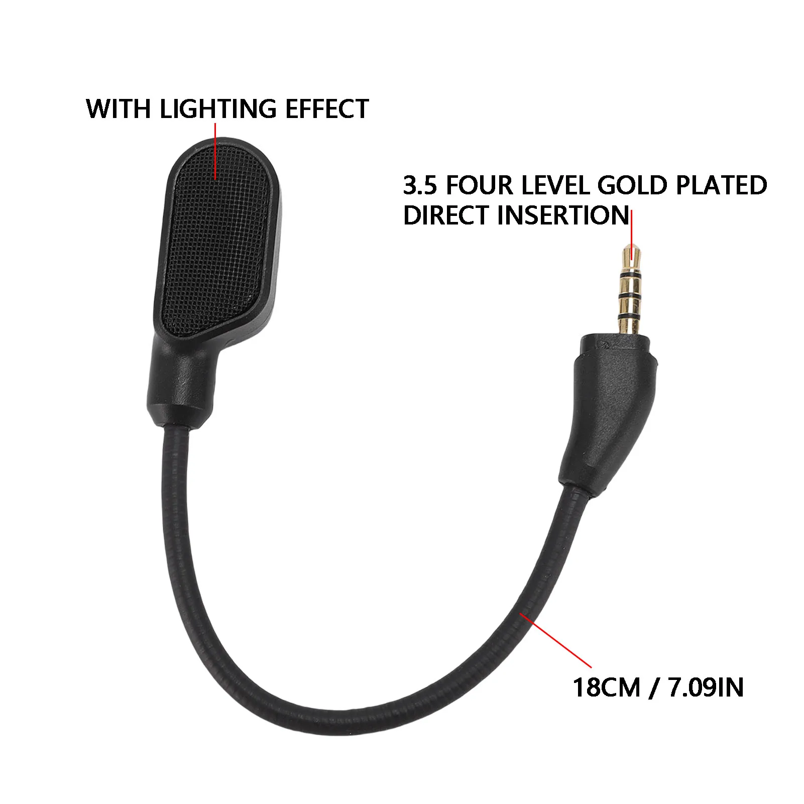 Gaming Headphone Mic Microphone Replacement for HyperX Cloud III Noise Canceling LED Indicator Flexible Gaming Headphone Mic
